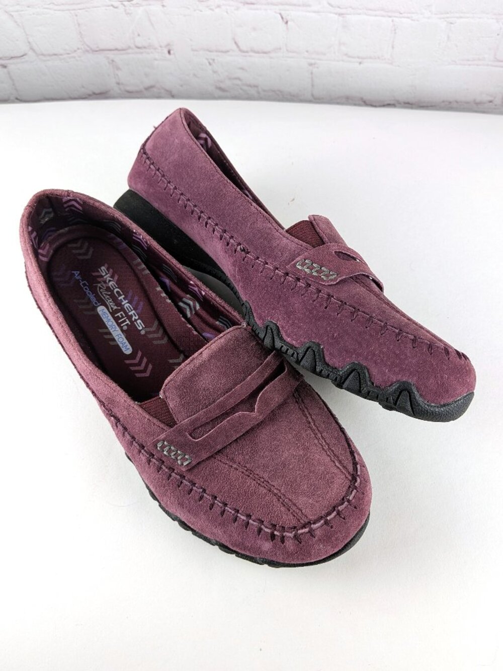 Skechers Relaxed Fit Plum Slip-On Suede Loafers 9.5